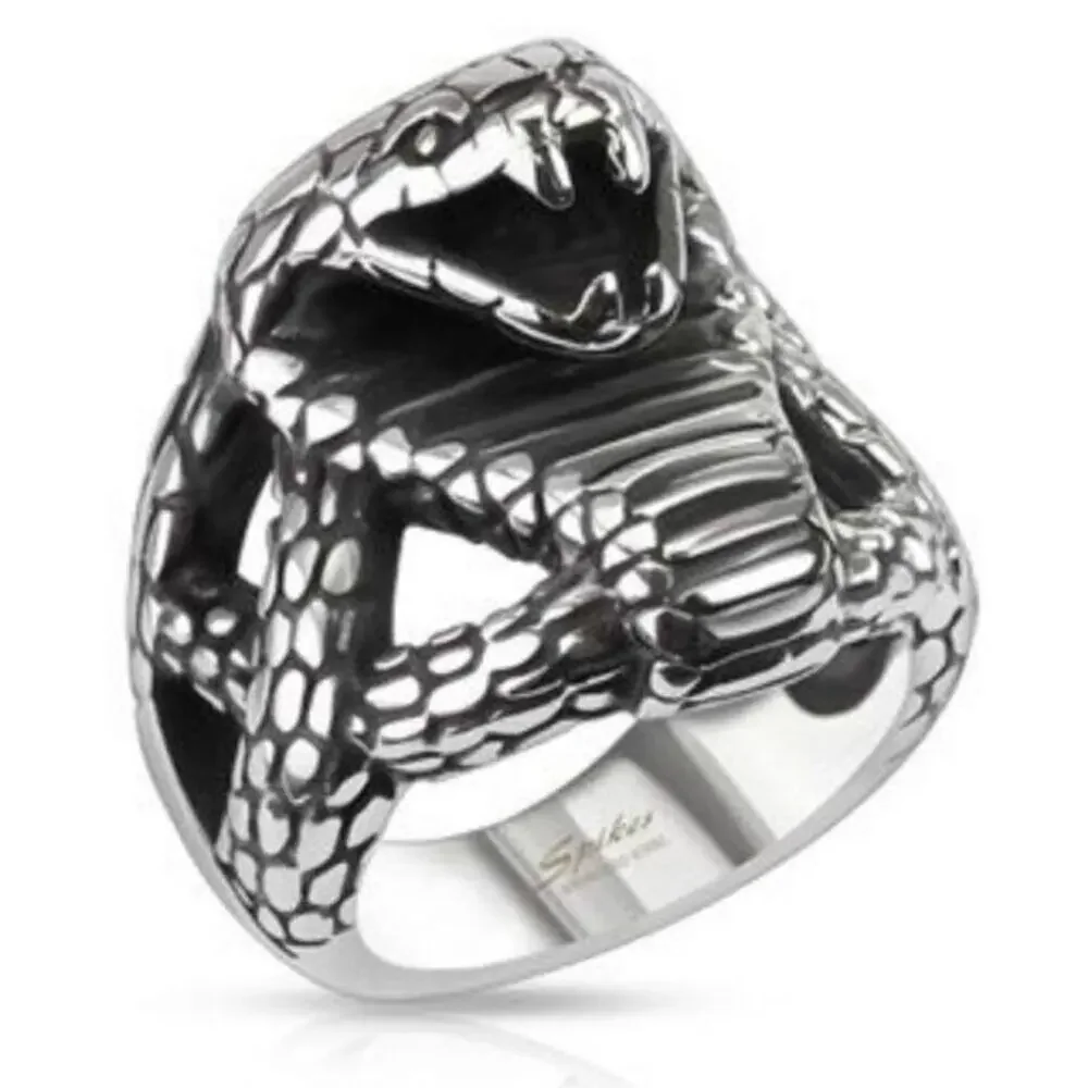 New‎ stainless steel cobra ring size 10